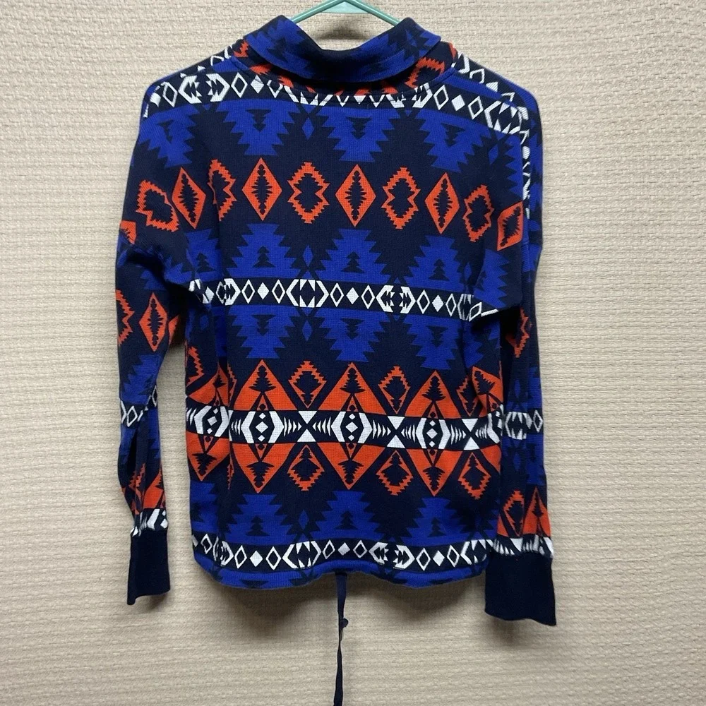 Lauren‎ Ralph Lauren Active Women Top Zip UPF Southwest Waffle Knit Aztec Size M